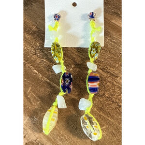 NWT New Free People Decorative Glass Bead Rope Dangle Post Earrings